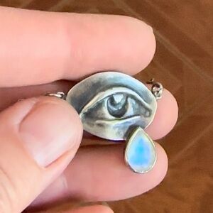 Bloodmilk Jewels Large moonstone mourning eye pendant